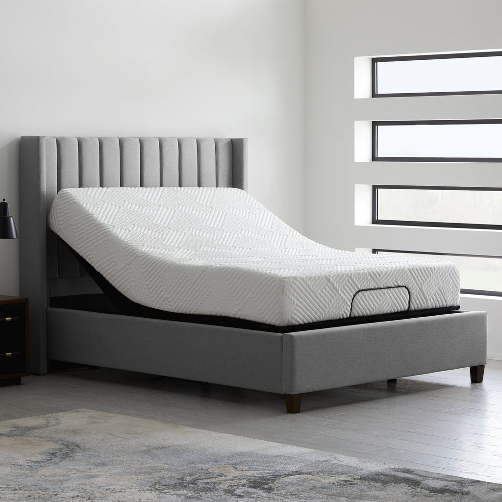 Structures E255 Adjustable Base positioned in bed base with mattress on top